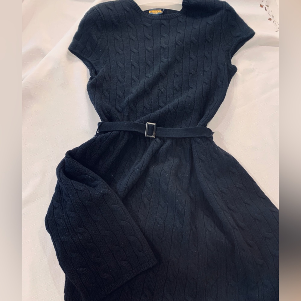 Vintage Ralph Lauren Rugby Navy Cable-knit Dress Classic Preppy Medium